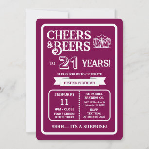 Brewery Surprise Cheers and Beers to 21 Years Invitation