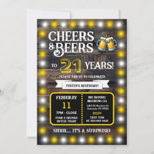 Brewery Surprise Cheers and Beers to 21 Years Invitation