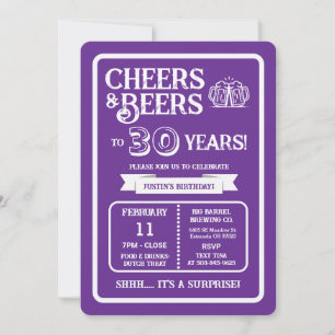 Brewery Surprise Cheers and Beers to 30 Years Invitation
