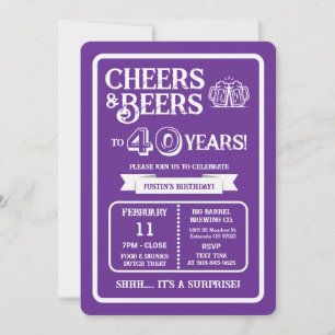 Brewery Surprise Cheers and Beers to 40 Years Invitation