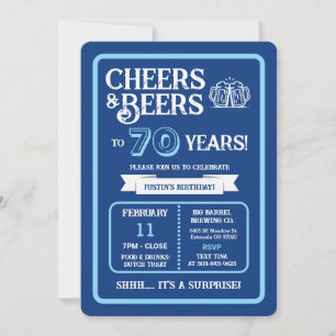 Brewery Surprise Cheers and Beers to 70 Years Invitation