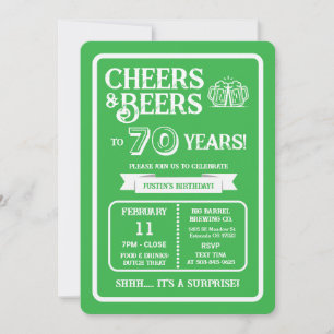 Brewery Surprise Cheers and Beers to 70 Years Invitation