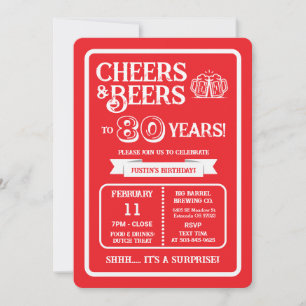 Brewery Surprise Cheers and Beers to 80 Years Invitation