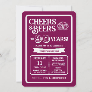 Brewery Surprise Cheers and Beers to 90 Years Invitation