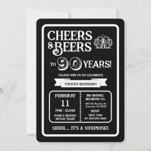 Brewery Surprise Cheers and Beers to 90 Years Invitation