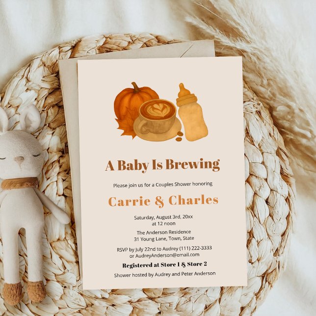Brewing cinnamon Cosy Fall Pumpkin Baby Shower Invitation (Creator Uploaded)