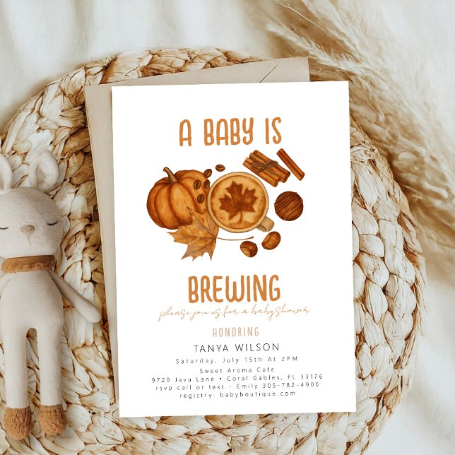 Brewing cinnamon Cosy Fall Pumpkin Baby Shower Invitation (Creator Uploaded)