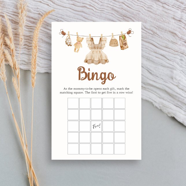 Brewing Coffee Baby Shower Bingo Game (Coffee Little Bean Clothesline Baby Shower Bingo Game)
