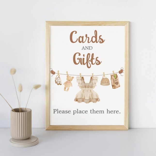 Brewing Coffee Baby Shower Cards and Gifts Sign (Coffee Little Bean Clothesline Baby Shower Cards and Gifts Sign)