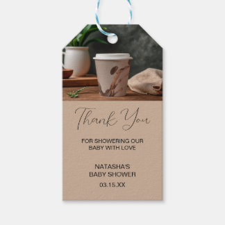 Brewing Coffee Baby Shower Favour Tags