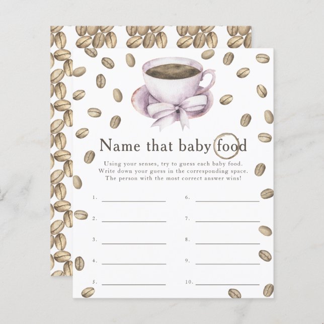 Brewing coffee baby shower  Name that baby food (Front/Back)
