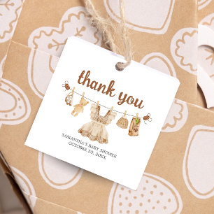 Brewing Coffee Baby Shower Square Favour Tags