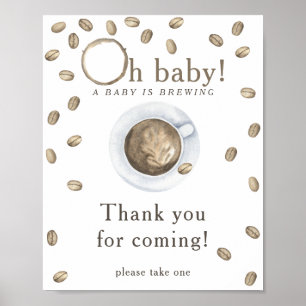 Brewing coffee baby shower Thank you for coming Poster