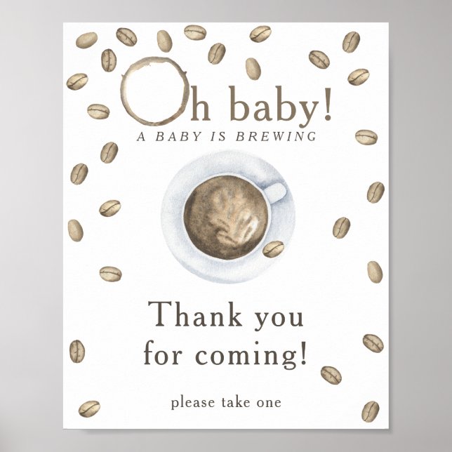 Brewing coffee baby shower Thank you for coming Poster (Front)