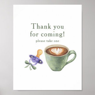 Brewing coffee baby shower Thank you for coming Poster