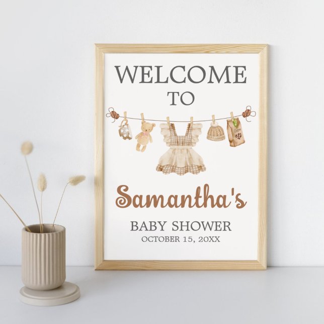 Brewing Coffee Baby Shower Welcome Sign (Coffee Little Bean Clothesline Baby Shower Welcome Sign)