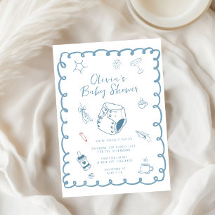 brewing coffee hand drawn doodles baby shower invitation