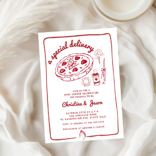 brewing coffee hand drawn doodles baby shower invitation