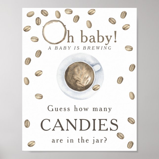 Brewing coffee - How many candies are in the jar Poster (Front)
