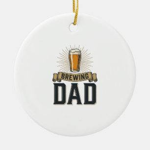Brewing Dad Beer Vintage Engraving Shirt Design_1 Ceramic Ornament