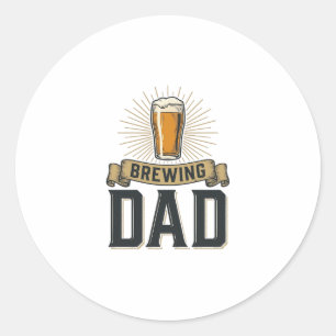 Brewing Dad Beer Vintage Engraving Shirt Design_1 Classic Round Sticker
