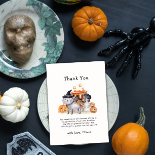 Brewing Little Boo Cat In Witch Hat Baby Shower Thank You Card