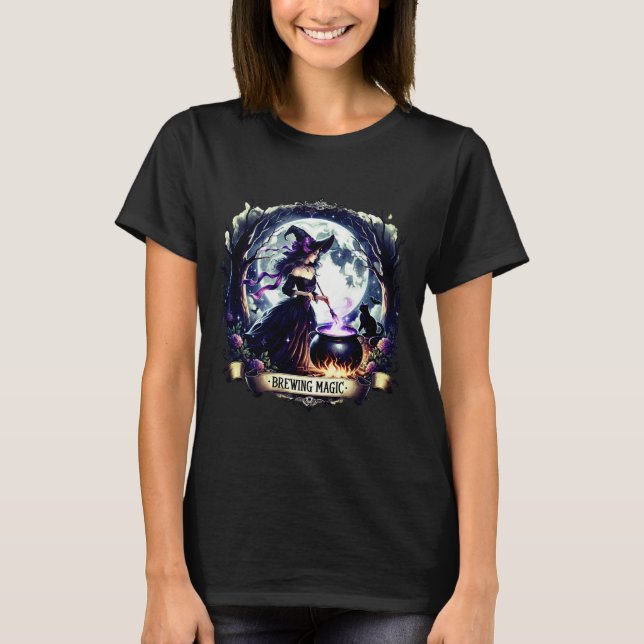 "Brewing Magic" Halloween Witch Shirt (Front)
