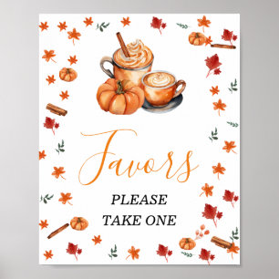 Brewing Pumpkin Spice Coffee Baby Shower Favors Poster