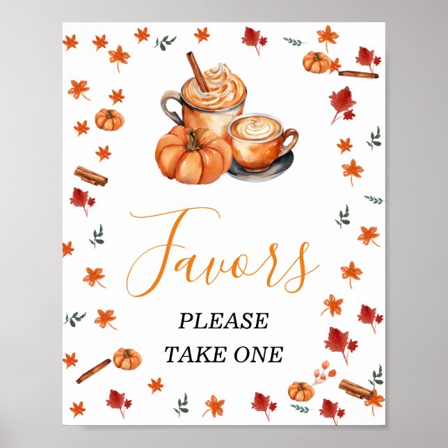 Brewing Pumpkin Spice Coffee Baby Shower Favours Poster (Front)