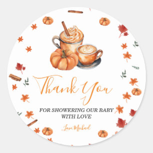 Brewing Pumpkin Spice Coffee Baby Shower Thank You Classic Round Sticker