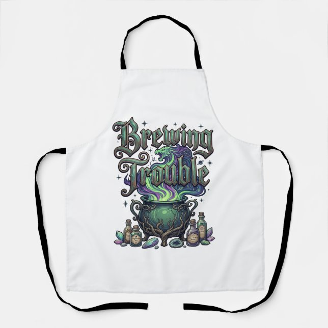 Brewing Trouble Cauldron Dragon Alchemy Crystals H Apron (Front)