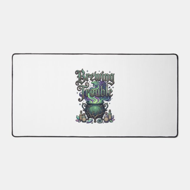 Brewing Trouble Cauldron Dragon Alchemy Crystals H Desk Mat (Front)