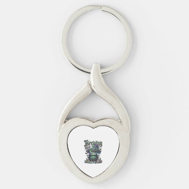 Brewing Trouble Cauldron Dragon Alchemy Crystals H Key Ring (Front)