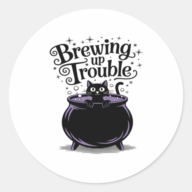 Brewing Up Trouble Classic T-Shirt Classic Round Sticker (Front)