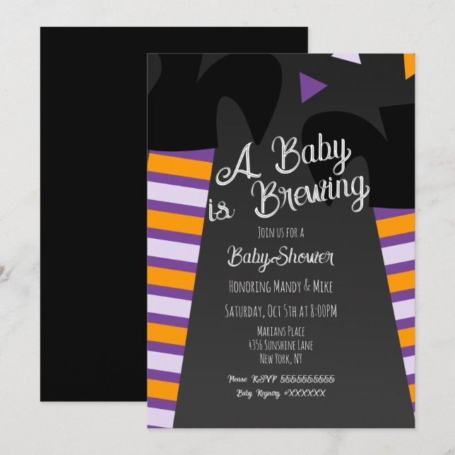 Brewing Witch Feet Baby Shower Halloween Party  Invitation (Front/Back)