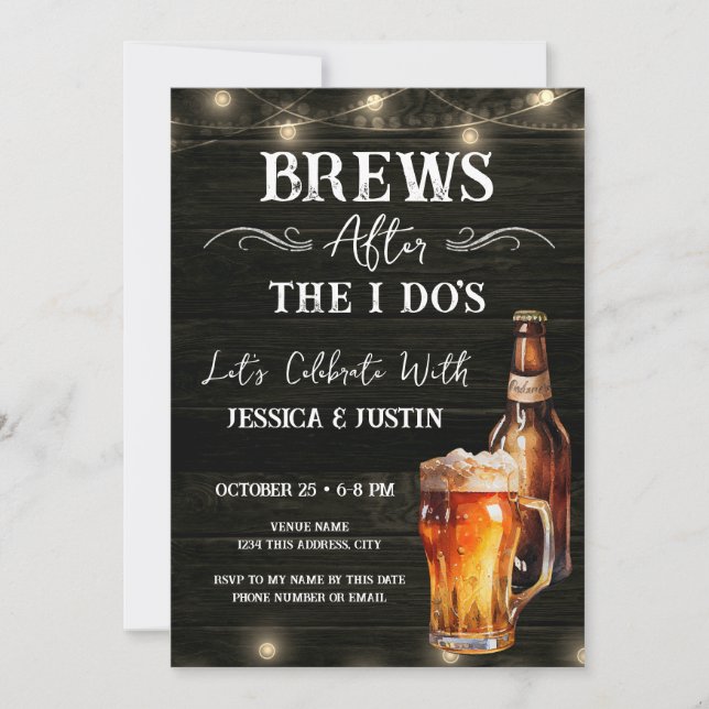 Brews after I do Casual Wedding After Party  Invitation (Front)