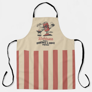 Brews And BBQ Squad Funny Barbeque Family Custom  Apron