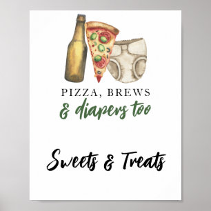 Brews and diapers - Sweets and treats baby shower Poster