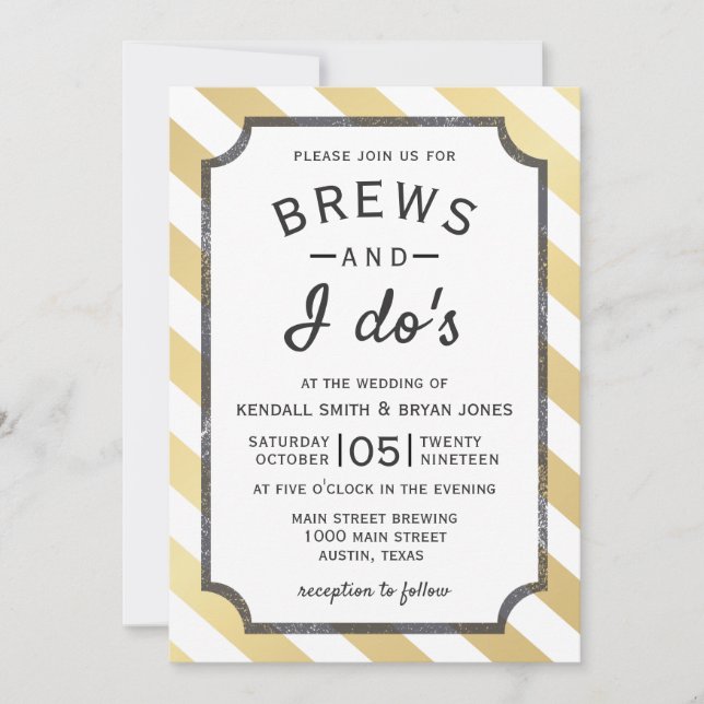 Brews and I Do's Brewery Theme Wedding Invitation (Front)