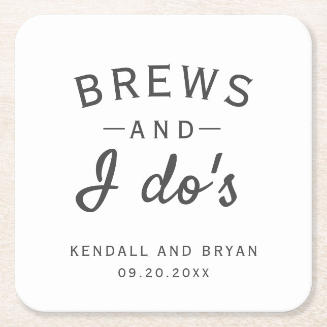 Brews and I Do's Brewery Wedding Paper Coaster (Front)