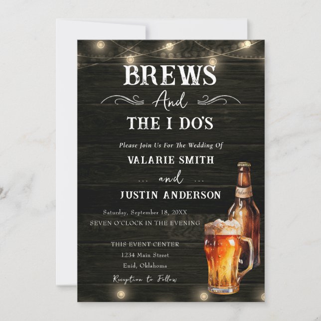 Brews and I Do's Casual Wedding Invitation (Front)