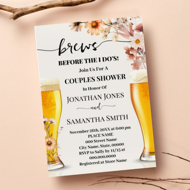 Brews Before I do Couples Shower Fall Wildflowers Invitation (Creator Uploaded)