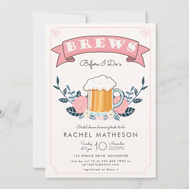 Brews before I do´s bachelorette party Invitation (Front)