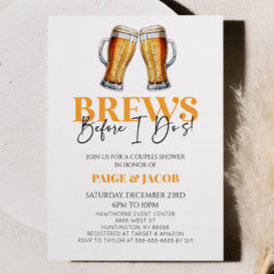 Brews Before I Do's! Beer Wedding Couples Shower Invitation