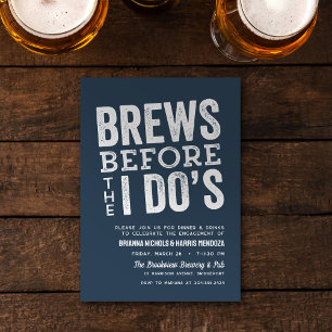 Brews before I Do's brewery engagement party blue Invitation