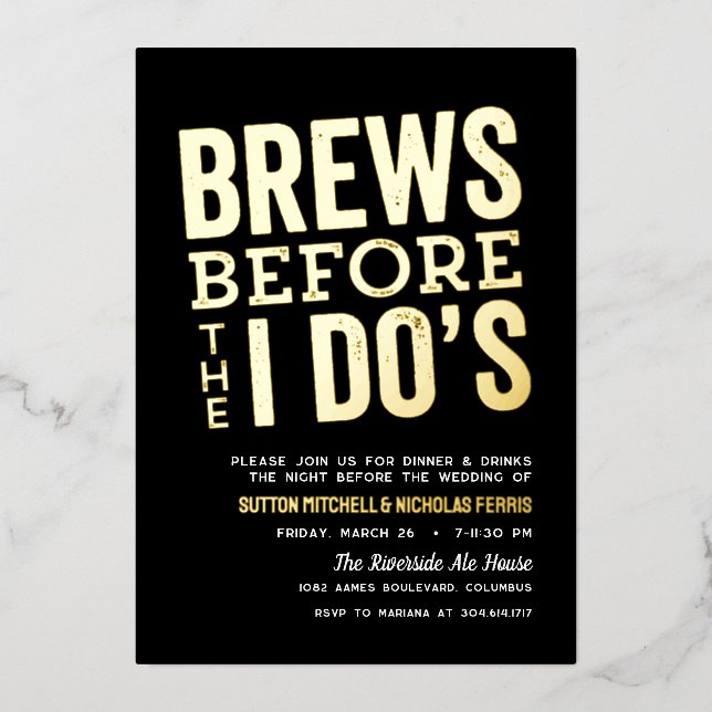 Brews before I Do's brewery rehearsal dinner black (Front)