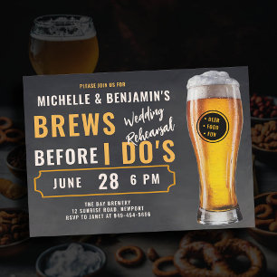 Brews Before I Dos Brewery Wedding Rehearsal Chalk Invitation