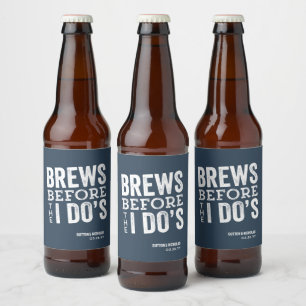 Brews before I Do's fun slate blue wedding Beer Bottle Label