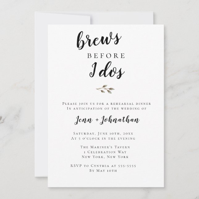 Brews Before I Dos Rehearsal Dinner Invitations (Front)
