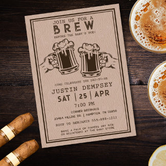 Brews Before the Baby's Due Men's Diaper Party  Invitation